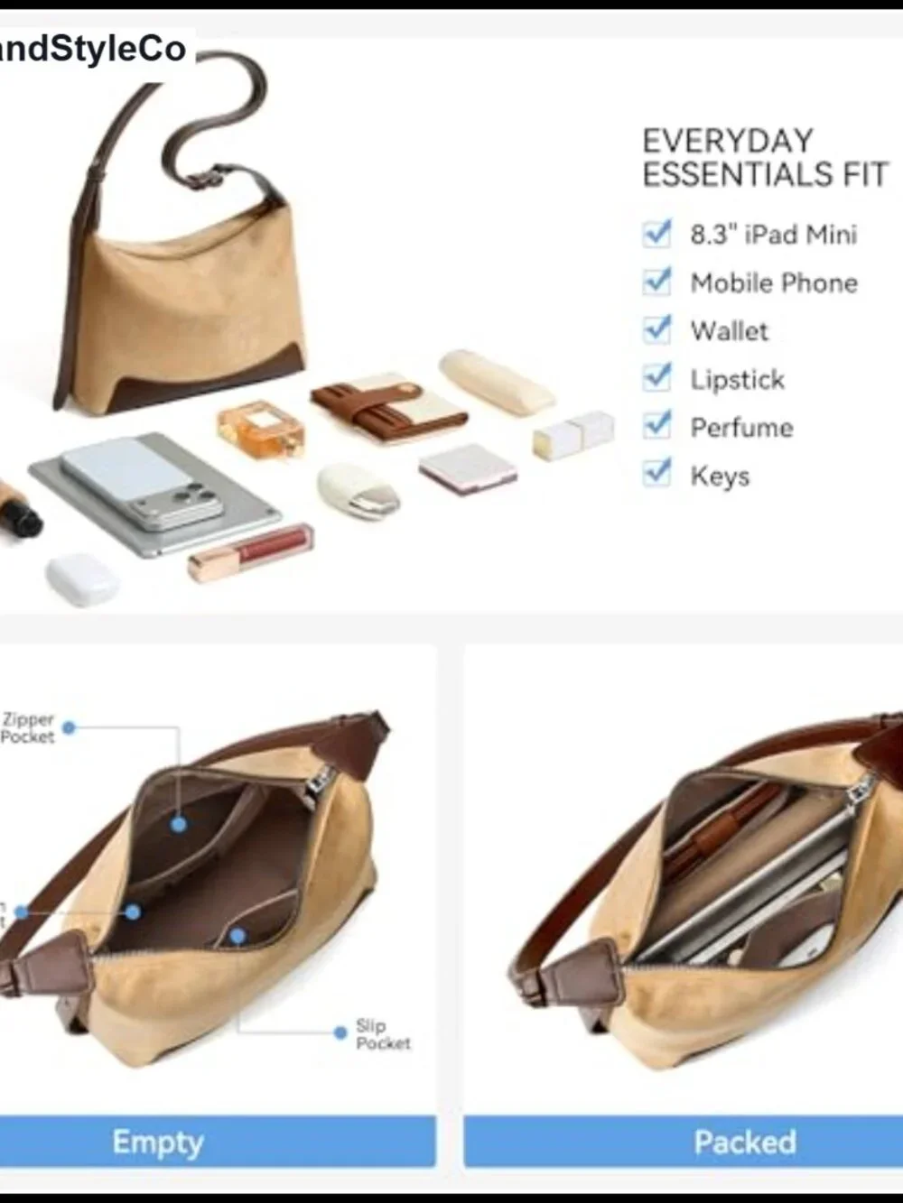 Soft Hobo Crossbody Purse for Women Adjustable Strap 3-in-1